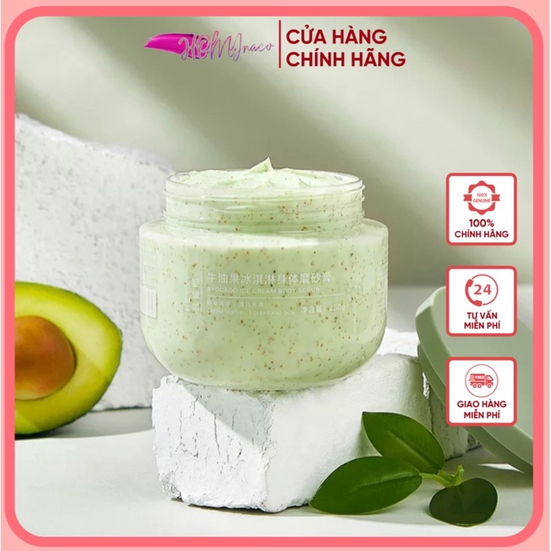 Tẩy tế bào chết có hạt HEYXI - Tẩy da chết Quả Bơ mềm mịn da AVOCADO ICE CREAM BODY SCRUB MASK HEYXI