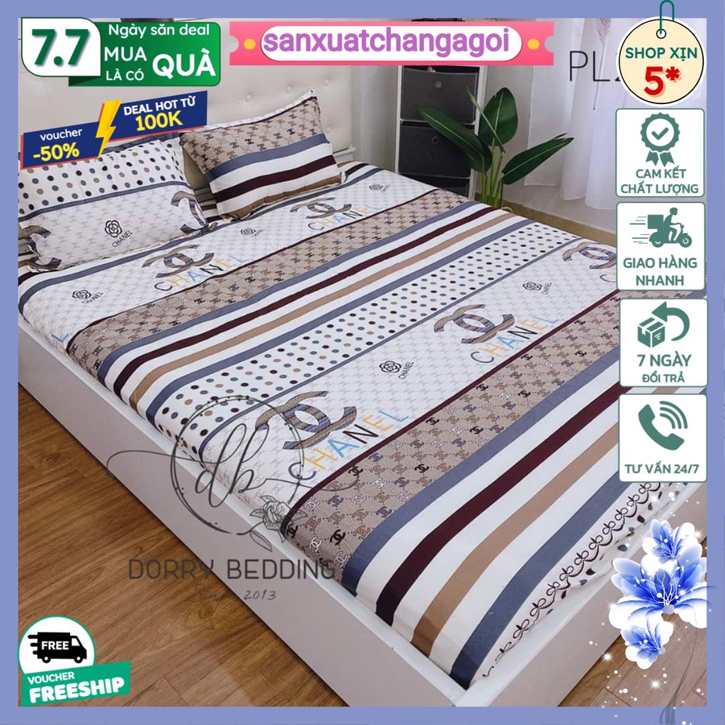 ga trải gường 1m2 1m4 1m5 1m6 1m8 bọc đệm poly-kẻ xám