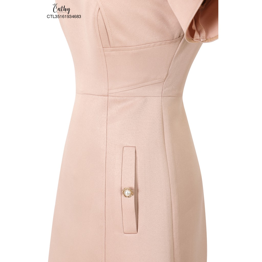 Đầm chữ A Cathy Clans 2 túi đứng đính 1 nút kiểu - nude | BigBuy360 - bigbuy360.vn