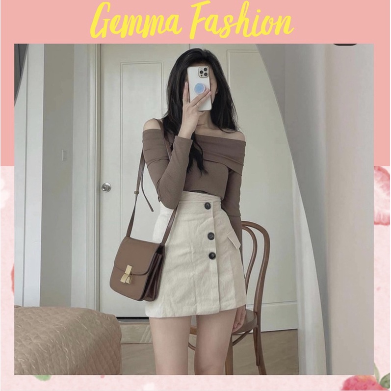 (Ảnh thật kèm video) Áo len tăm bẹt vai co giãn tốt (4 màu xinh: đen, nâu, be đậm, be nhạt) A064