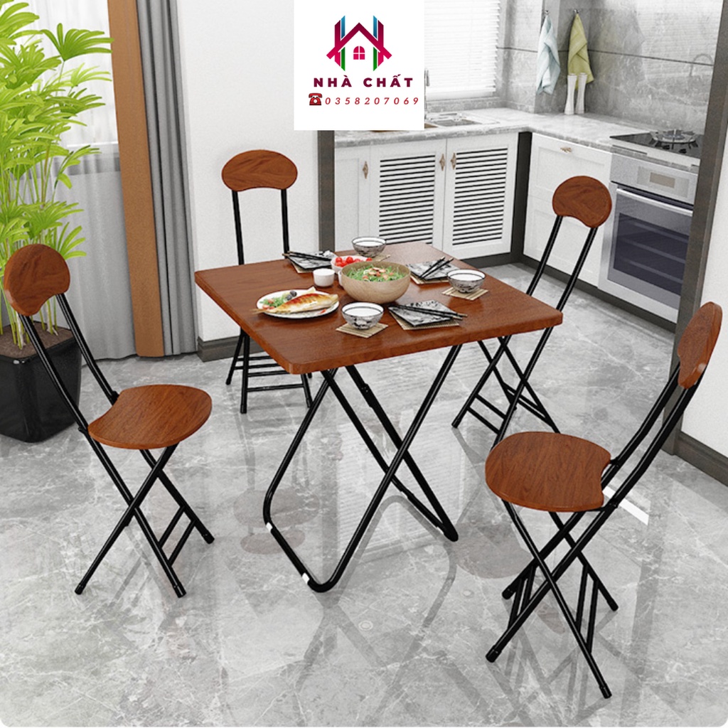 Combo Bộ Bàn Ăn Gỗ Gấp Gọn Siêu Thông Minh, Tiện Lợi, bộ bàn ghế uống trà cafe thư giãn đọc sách, nhiều màu sắc lựa chọn