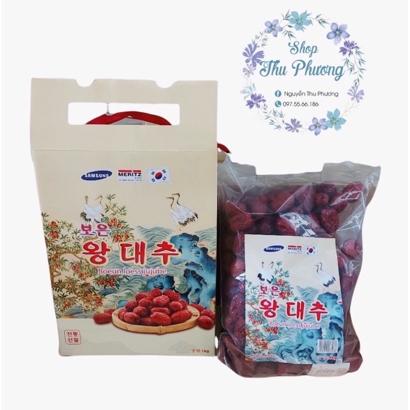 TÁO ĐỎ KHÔ HÀN QUỐC CAO CẤP CÔNG CHÚA BOEUN LOESS JUJUBE 1KG