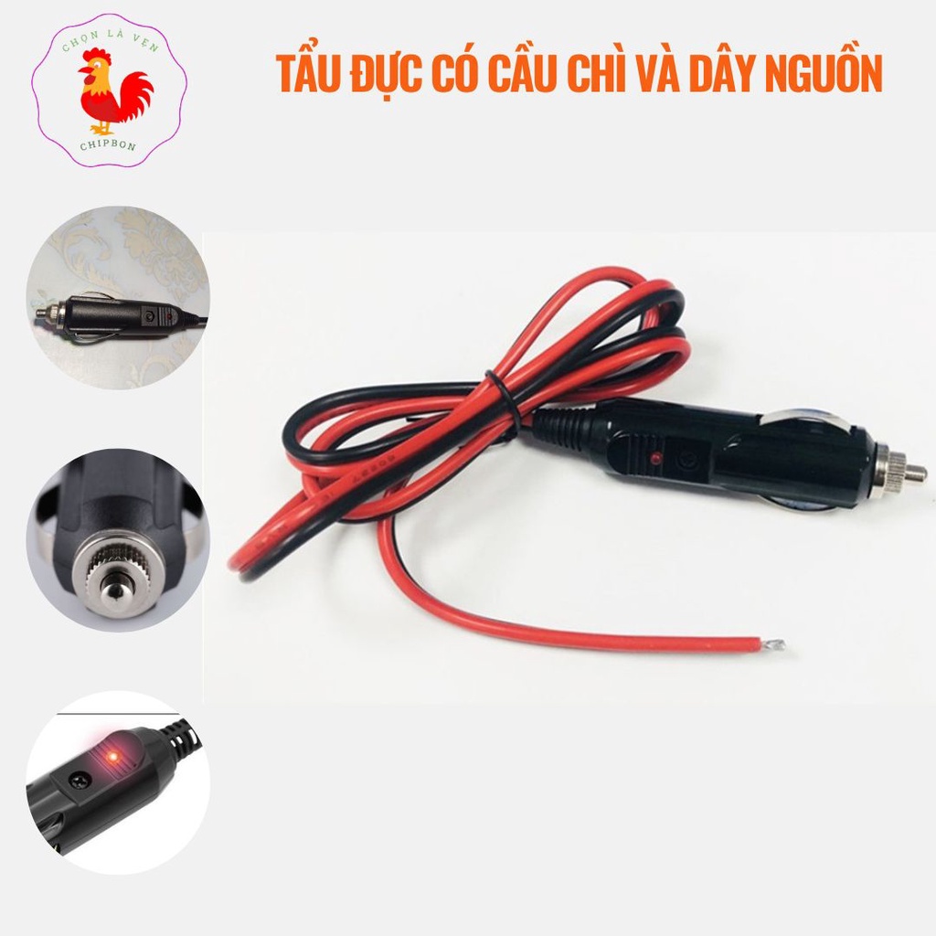 Tẩu đực ô tô dùng nối dây nguồn bộ chuyển 12v sang 220v, máy hút bụi mini, ấm nước