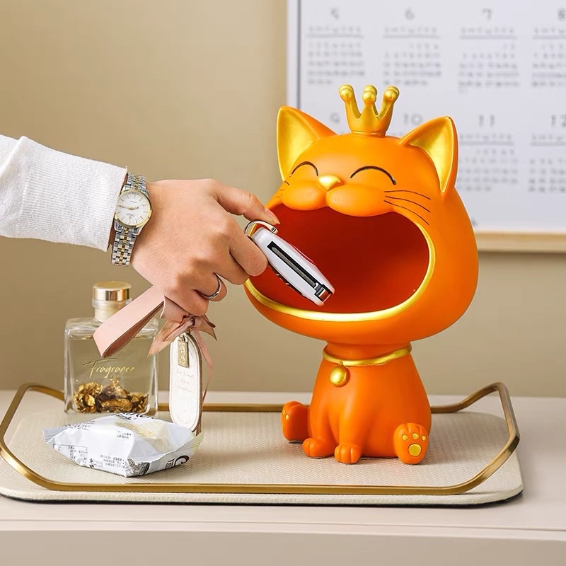 Loại 1  Tượng chó há miệng, mèo thần tài há miệng decor, để đồ, đựng bánh kẹo, chìa khóa siêu đáng yêu.