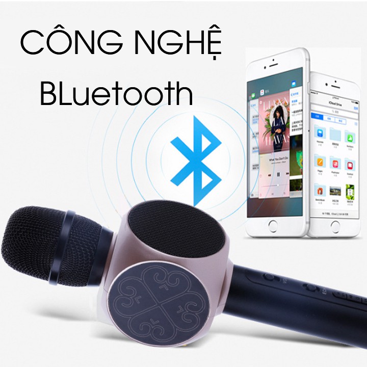 MICRO BLUETOOTH LOA BASS 𝗙𝗥𝗘𝗘 𝗦𝗛𝗜𝗣 ÂM THANH SỐNG ĐỘNG Micro hát Karaoke có đèn led cảm biến theo nhạc