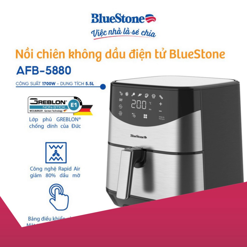 Nồi chiên không dầu điện tử 5.5L BlueStone AFB-5880