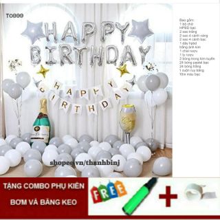 (Siêu Rẻ - Siêu Đẹp) Set bóng trang trí sinh nhật Tông Trắng sang trọng