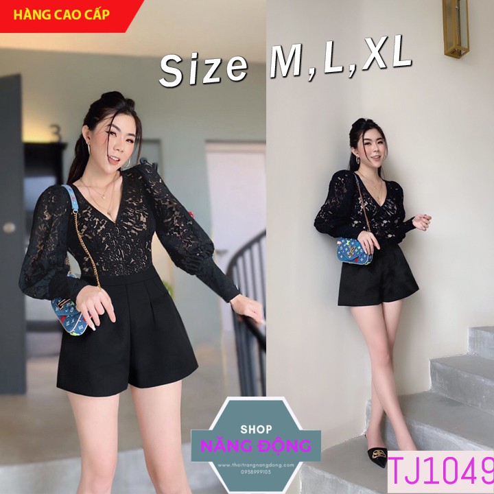 Jumpsuit Ngắn 🎁FREESHIP🎁 Jum short ren tay dài cổ tim xinh xắn TJ1049
