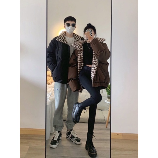 Áo Phao Béo Hoạ Tiết Caro Cho Cặp Đôi - A034