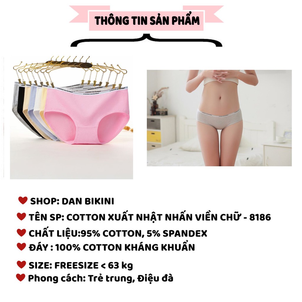 Quần Lót Nữ Cotton kháng khuẩn thoáng mát màu sắc nhẹ nhàng viền in chữ mã 8186 | BigBuy360 - bigbuy360.vn