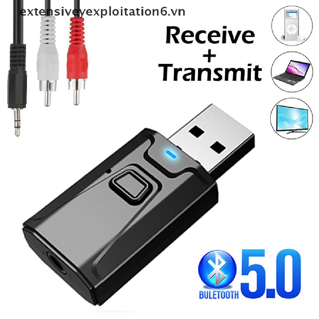 USB nhận tín hiệu bluetooth 5.0 mini có giắc cắm 3.5mm cho TV/ PC