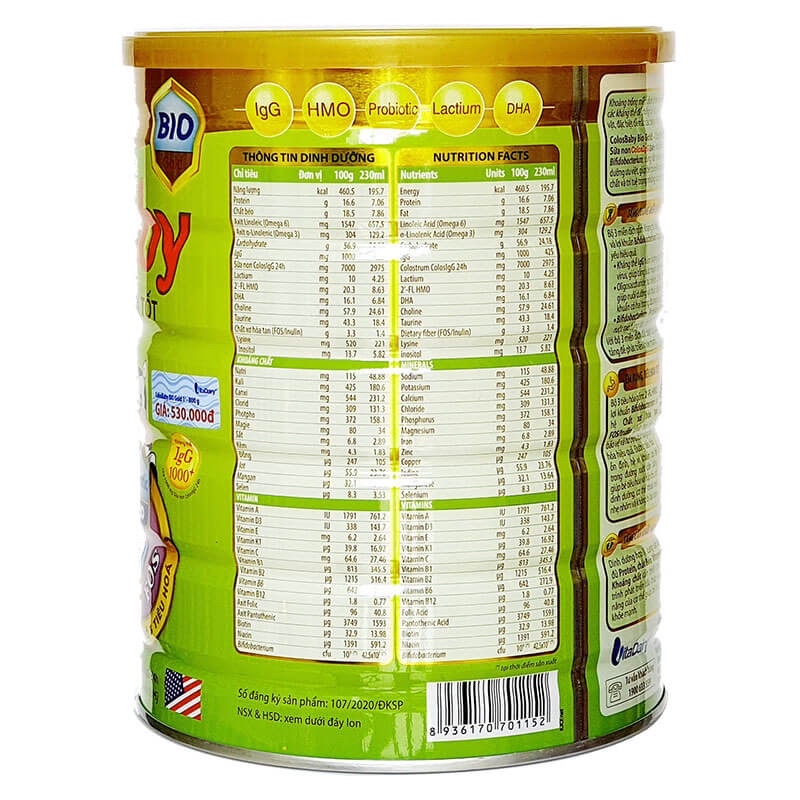 Sữa COLOSBABY BIO 1+ 800gr (1-2 tuổi) Date mới nhất