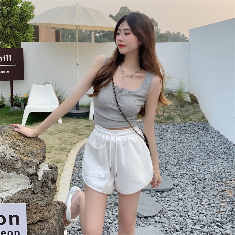 Quần Short Len Dây Rút Màu Sắc Đơn Giản Dễ Phối Đồ Thời Trang Mùa Hè Cho Nữ