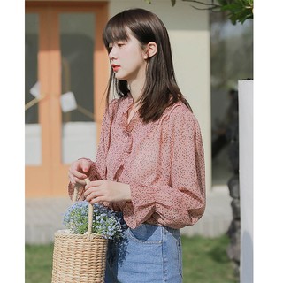 (ship ngay) Áo sơ mi voan hoạ tiết Quảng Châu ulzzang