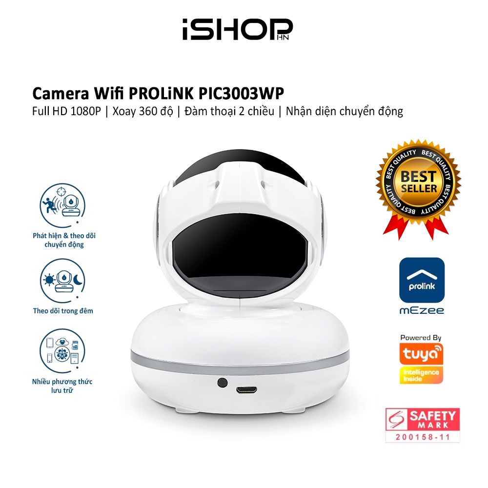 Camera Wifi Prolink PIC3003WP Full HD 1080P, xoay 360 độ, đàm thoại 2 chiều, theo dõi ngày đêm, theo dõi chuyển động