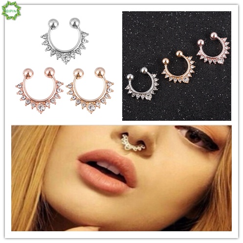 1 Khuyên Mũi Bằng Hợp Kim 3 Màu Không Xỏ Lỗ