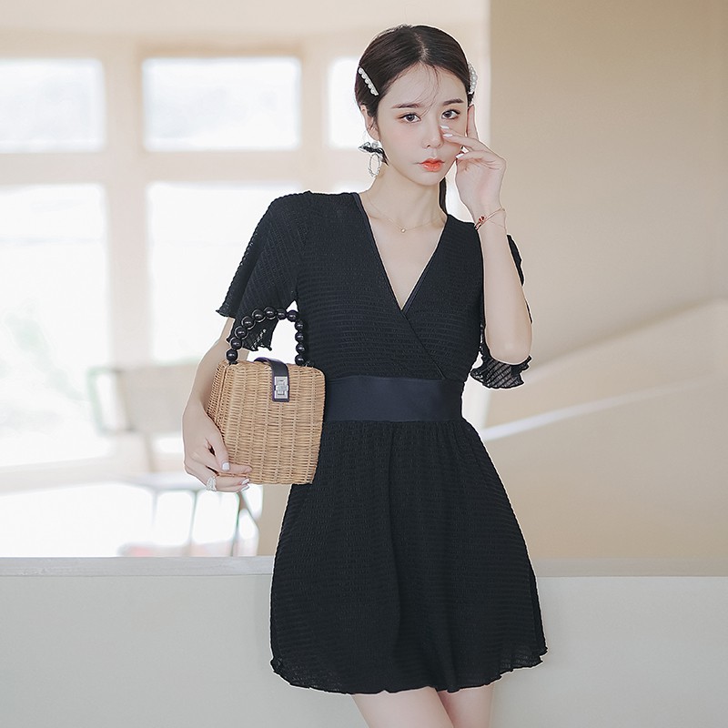 Đen Bộ Đồ Bơi Cổ Chữ V + Quần + Áo Trễ Vai Dáng Ôm Thời Trang Quyến Rũ Cho Nữ | BigBuy360 - bigbuy360.vn
