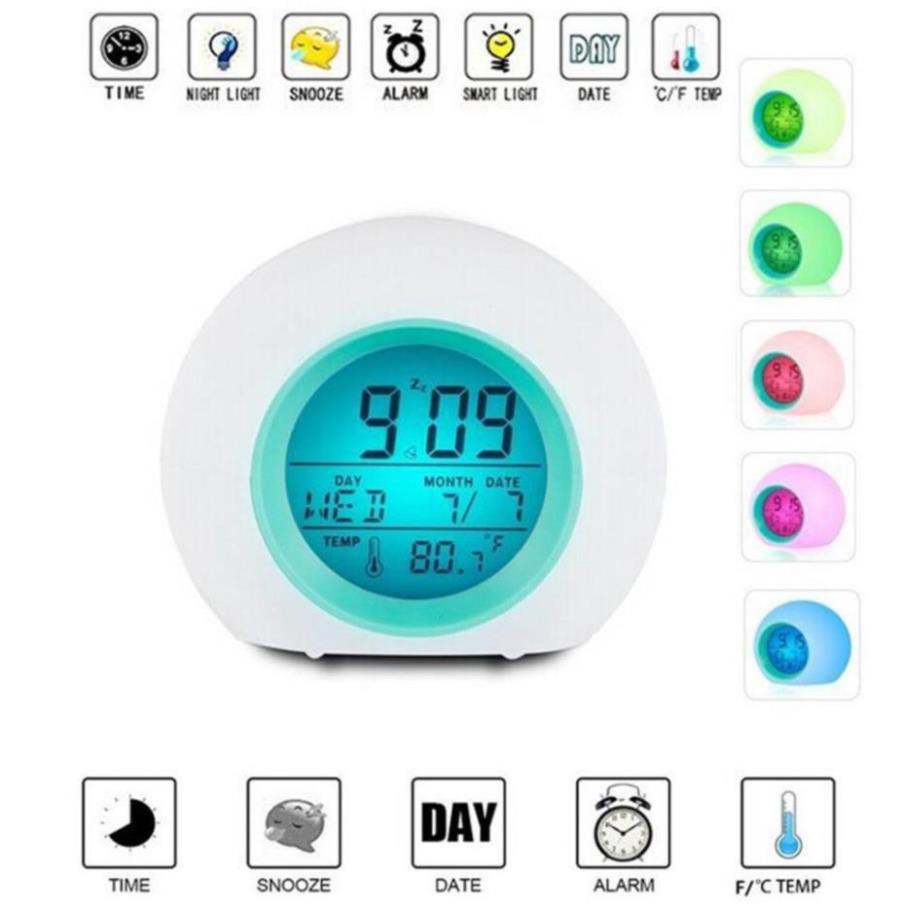 [TẶNG KÈM PIN 3A] ⏰ Đồng Hồ Báo Thức Để bàn Màn Hình LCD ⏰ Đa Chức Năng: Xem giờ, Báo thức, Xem lịch, Nhiệt kế, Đèn ngủ