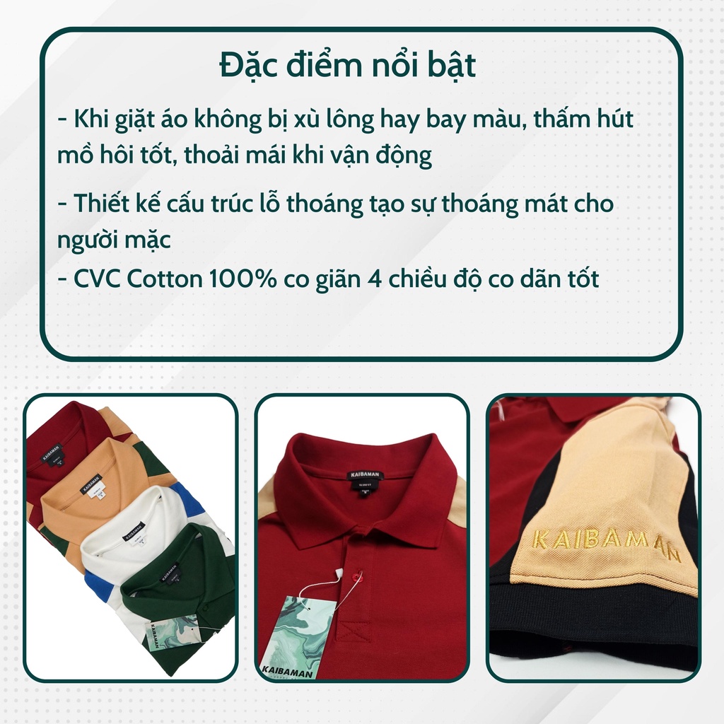 Áo Polo Nam Cổ Bẻ Regular , Áo Thun Nam Kaibaman Vải Cá Sấu Cotton Cao Cấp Với 4 Gam Màu - Kaibaman Store