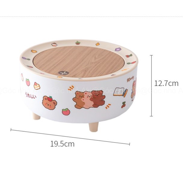 Thùng rác nhỏ dễ thương, hộp lưu trữ để bàn có nắp decor bàn học  - Phong cách Hàn Quốc - Góc nhỏ Aki