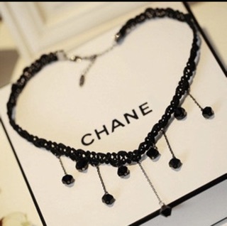 Vòng Cổ Chocker Tua Rua Đá Đen - Chocker Cổ