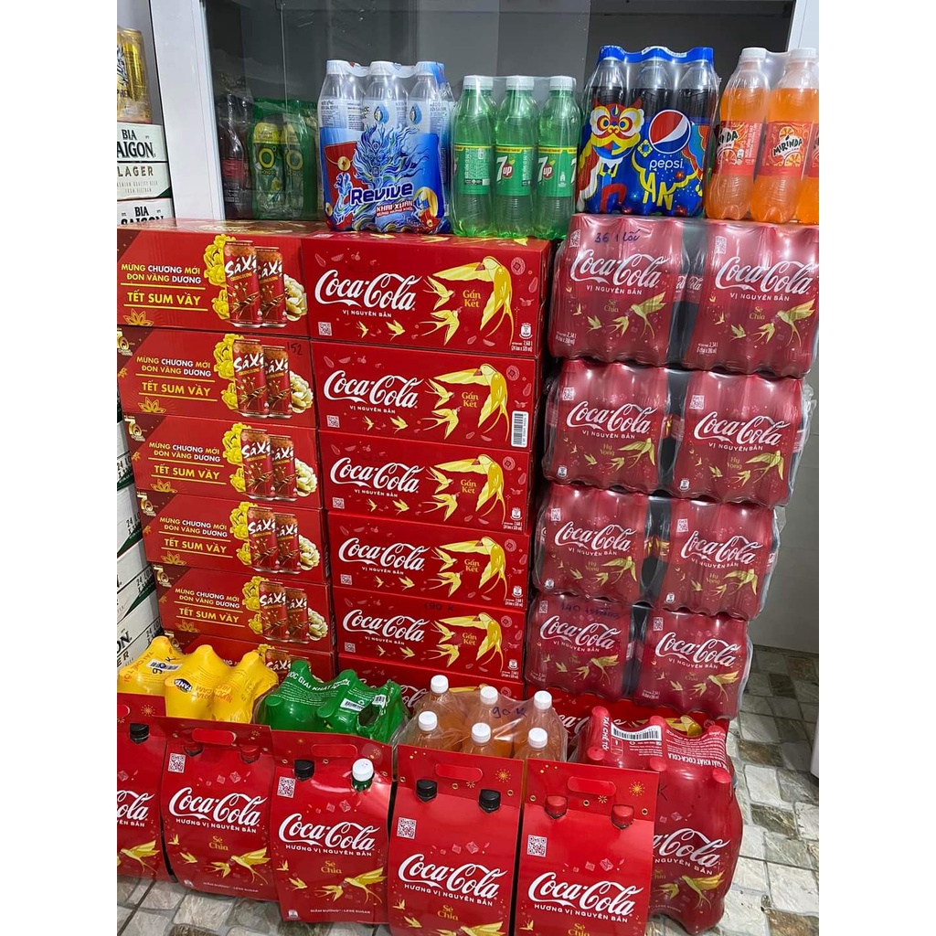 Lốc 6 Chai Nước Giải Khát, Nước Ngọt Có Ga Coca, 7up, Pepsi, Sting, Number One, Revive, Warrior