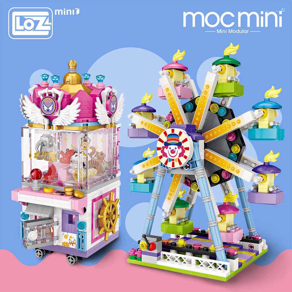 Đồ chơi lắp ráp, đồ chơi cho bé mô hình cửa hàng mini Pirate ship-The ferris wheel -Rotating the plane-Doll catcher