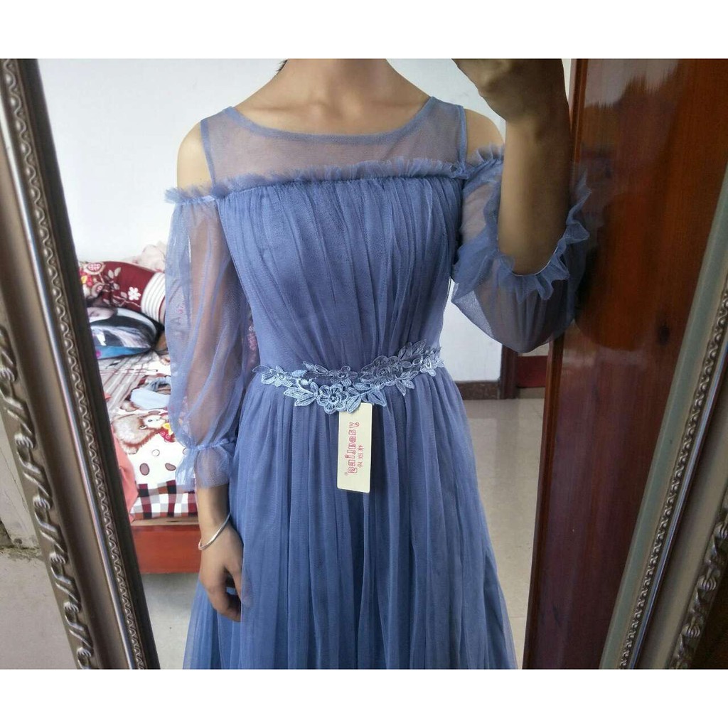 ♥️Đầm,Váy Ren Xếp Xanh XoèSize S->L