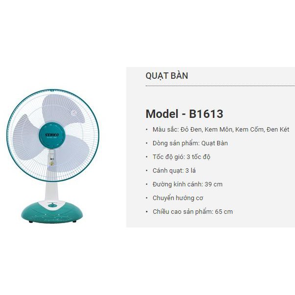 Quạt bàn B4 senko B1613 (Mới 2019)