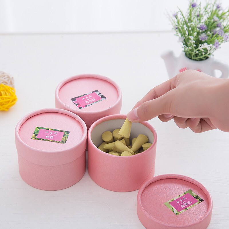 Hộp 50 nụ nhang trầm hương kèm khay đốt sứ