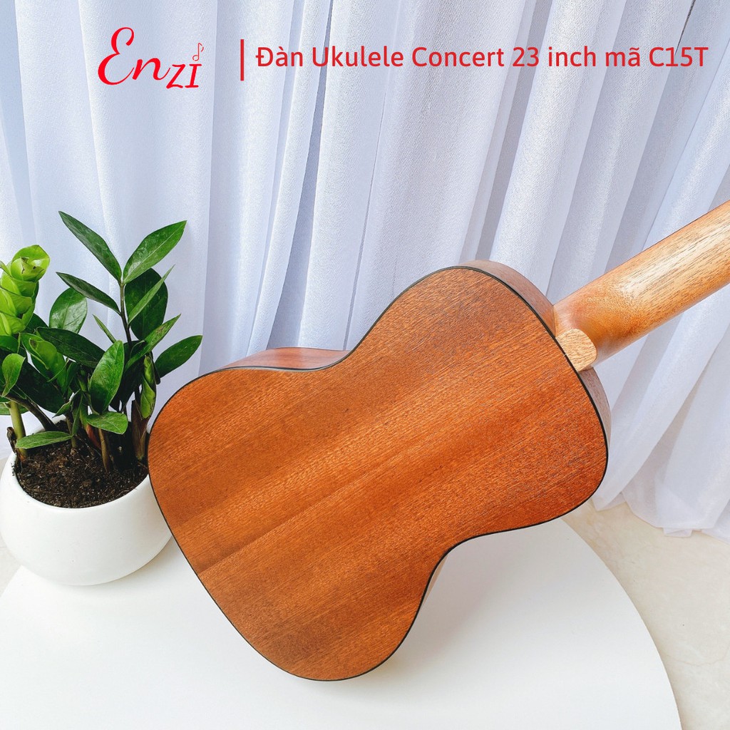 Đàn ukulele concert size 23 mã đàn C15T Enzi màu gỗ nâu cổ điển Vintage, âm thanh chất lượng