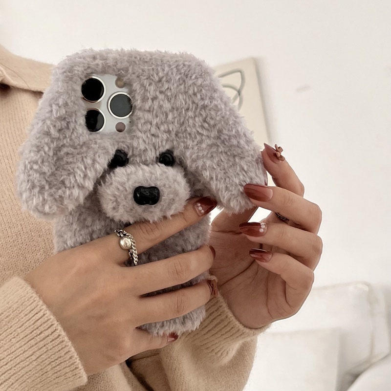 Ốp điện thoại Dog bông cho IPhone 13 Pro Max 12 Pro Max 11 Pro Max X XS XR XSMax 8 7 6 6s Plus