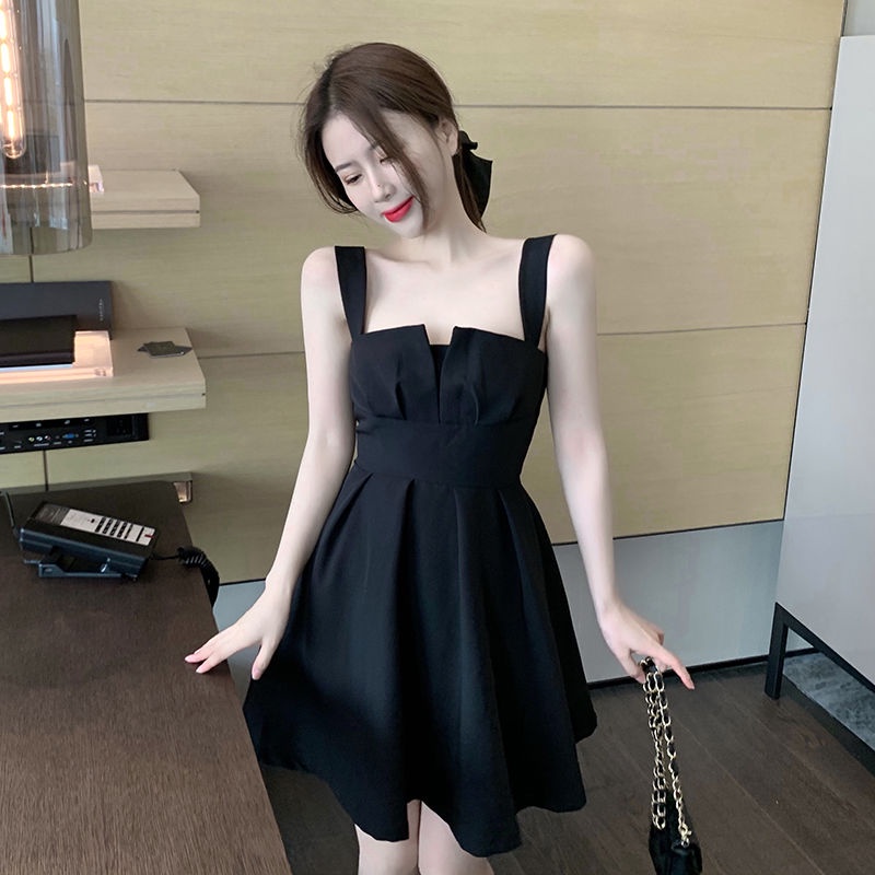 Summer French New 2022 design feeling versatile strap skirt waist closing collarbone dress slim suspender short skirt