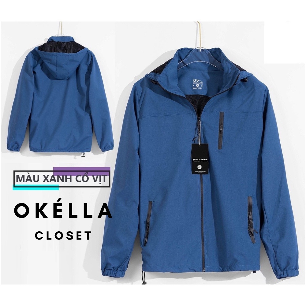 Áo khoác gió 2 lớp hàng cao cấp loại 1 có Bigsize, áo gió nam nữ Uniex 3 khóa chống tia UV chống nắng gió Okélla