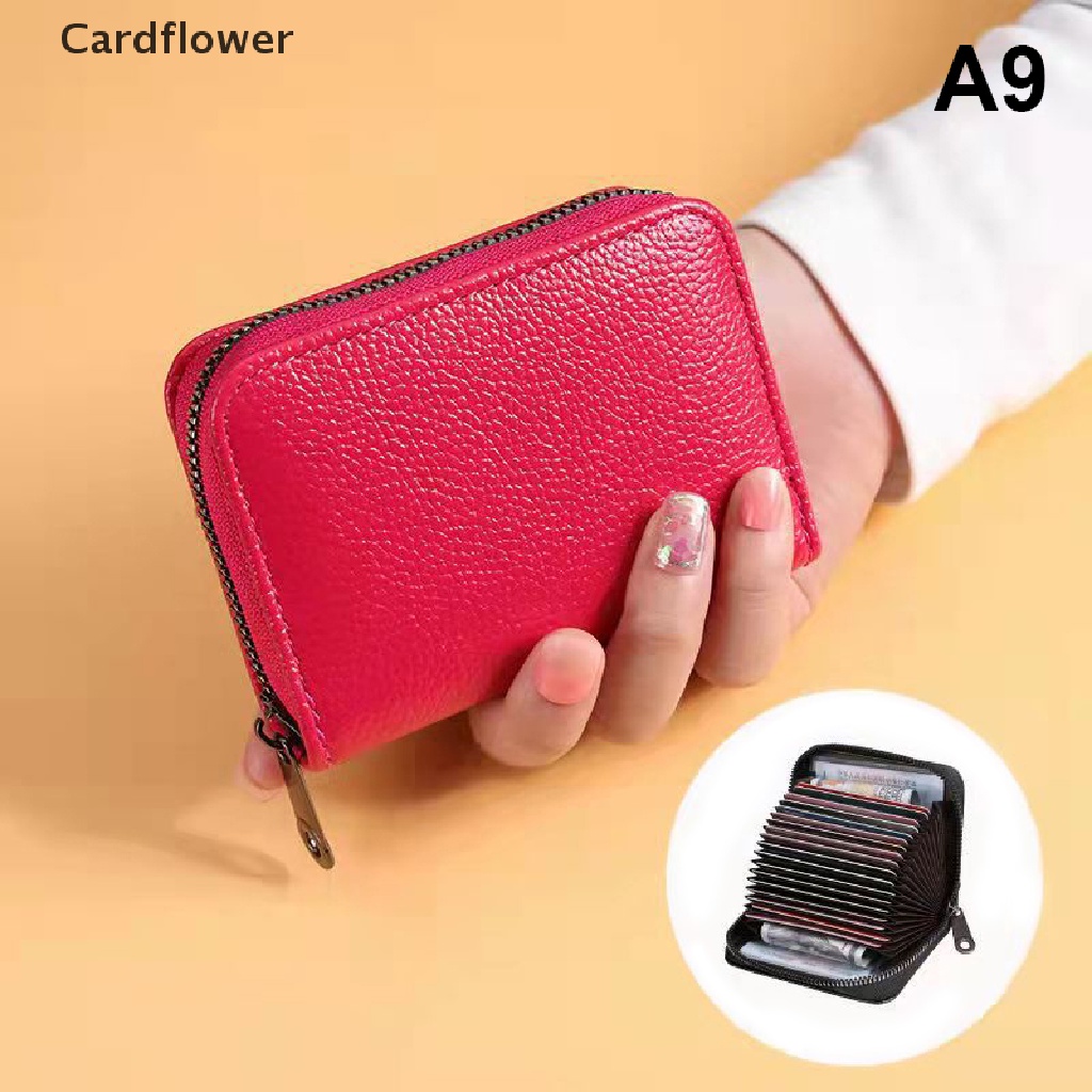 &lt; Cardflower &gt; Ví Đựng Thẻ Tín Dụng Thẻ Tín Dụng Có Dây Kéo Sức Chứa Lớn Dompet Penyekat RFID Đang Giảm Giá