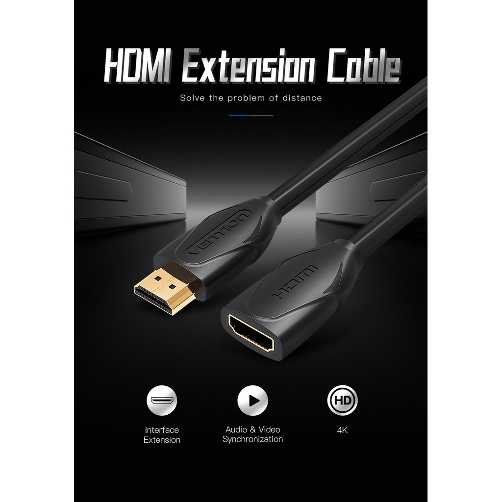Cáp mở rộng Vention chuyển đổi jack Mini HDMI HD 1080P 3D 1.4V