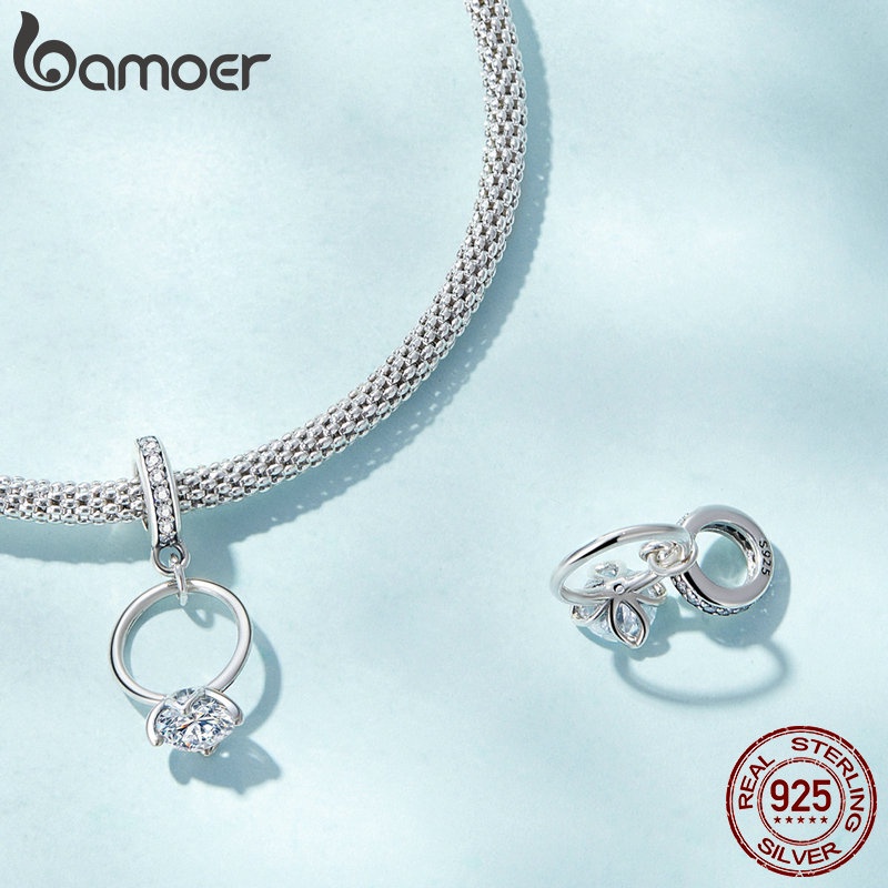 Hạt xâu BAMOER xi bạc 925 hình hoa sen dùng làm vòng đeo tay