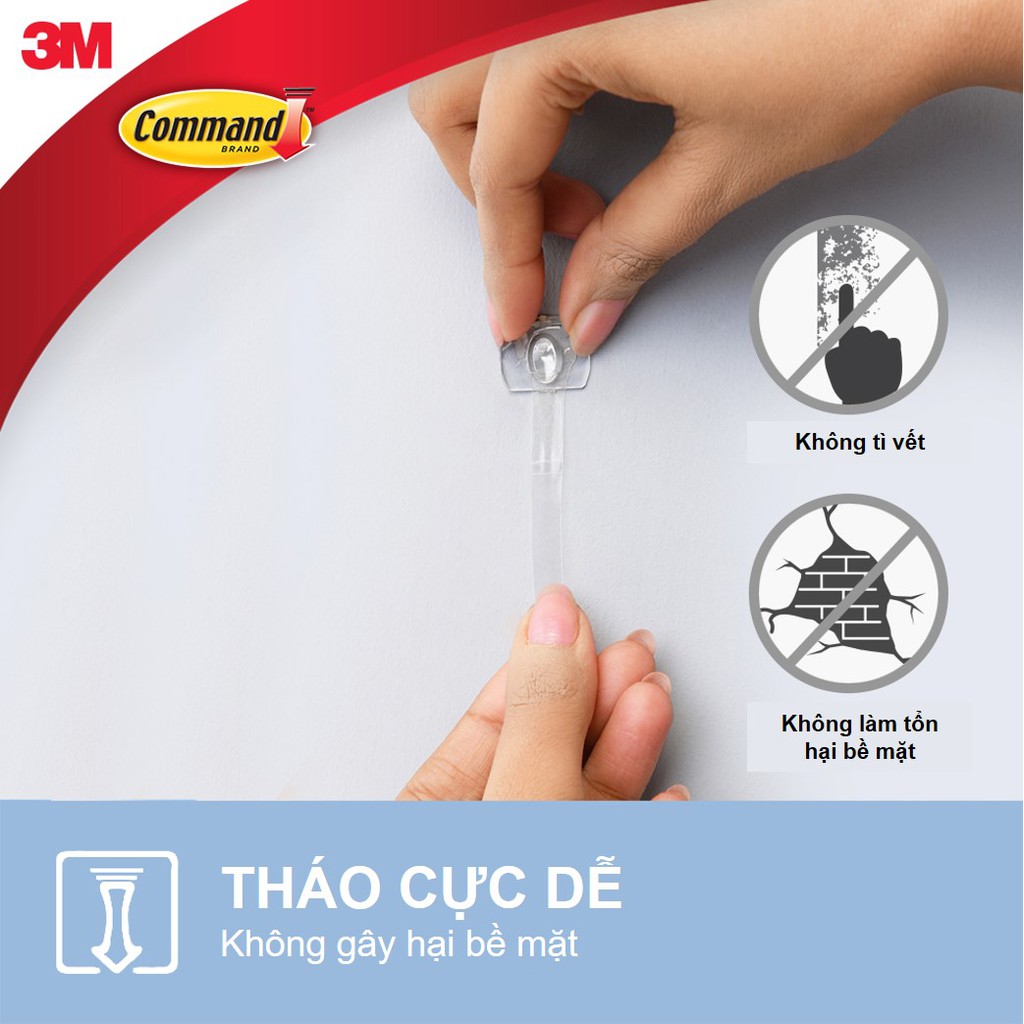 Bộ 20 Móc dán tường trong suốt Command 3M tải trọng 225g - phù hợp cho trang trí 17026