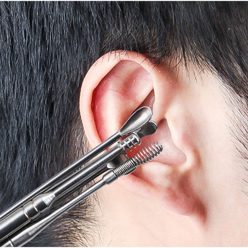 Bộ dụng cụ ngoáy tai bao da cực tiện lợi và nhỏ gọn dụng cụ lấy ráy tai 6 món bằng thép không gỉ cho gia đình Angola