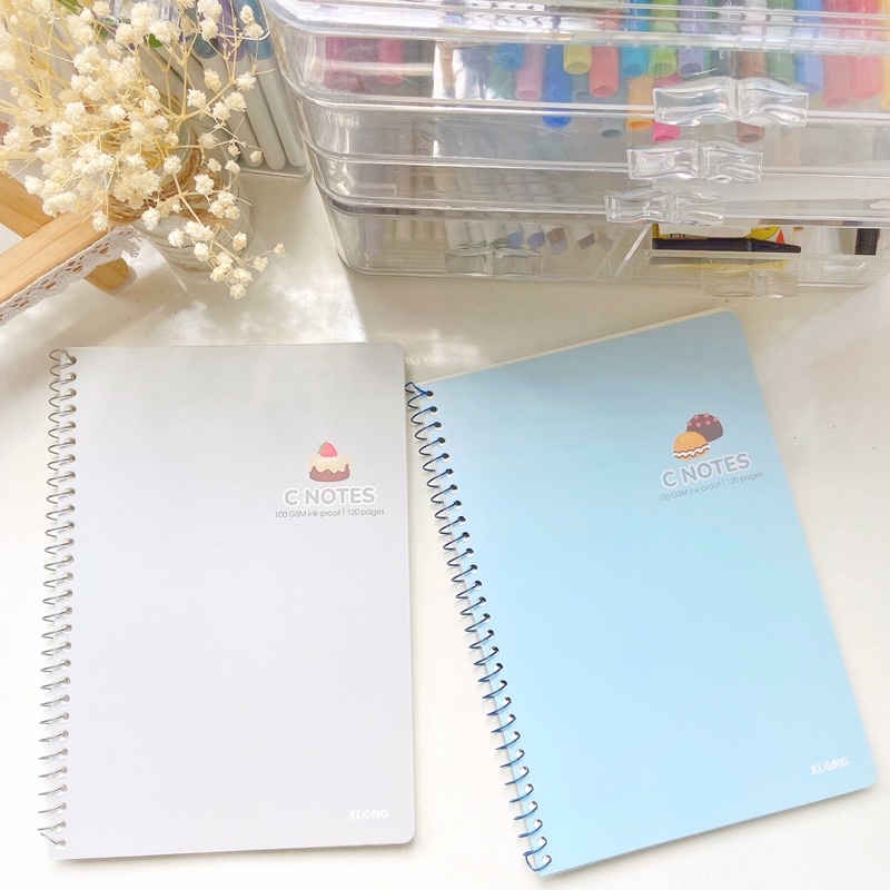 Combo 2 Sổ Caro Lò Xo Bìa Họa Tiết 120 Trang Size B5 Bìa Nhựa 100GSM KLONG Làm Bullet Journal và Planner Sổ Tay