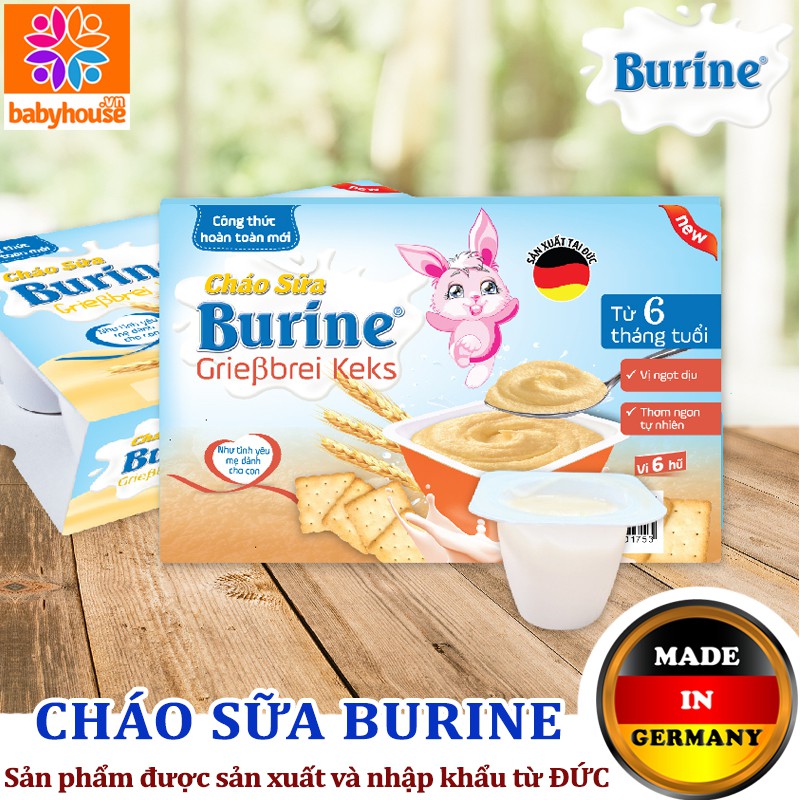 Cháo sữa Burine đủ vị | chính hãng | date mới nhất [1 Lốc 6 Hủ]