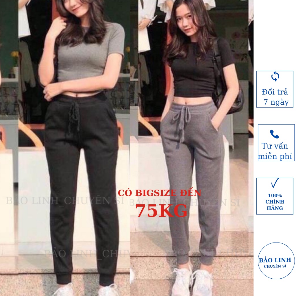 Quần jogger len tăm nữ BIGSIZE dáng thể thao cạp chun bo gấu phù hợp với moi lứa tuổi | BigBuy360 - bigbuy360.vn