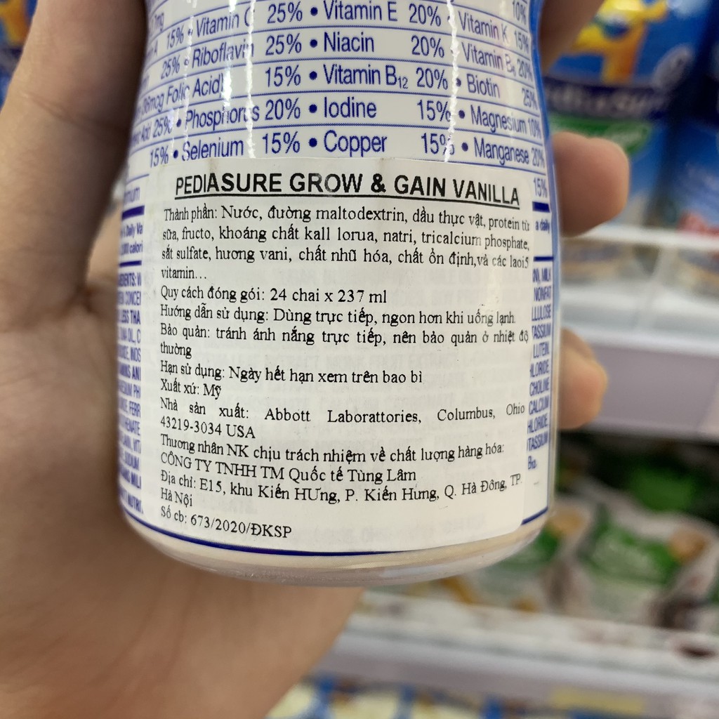 ❤ Sữa Pediasure nước Vani,  Dâu, Chất xơ, Chuối, Socola 273ml -Mỹ Sữa Pediasure nước Grow Gain 237ml Mỹ