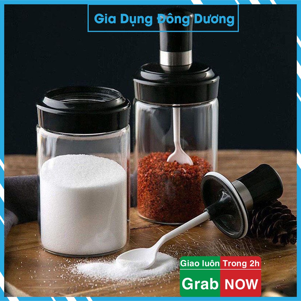 Hũ đựng gia vị thủy tinh kèm muỗng, phết dầu, phết mật ong tiện dụng dung tích 250ml