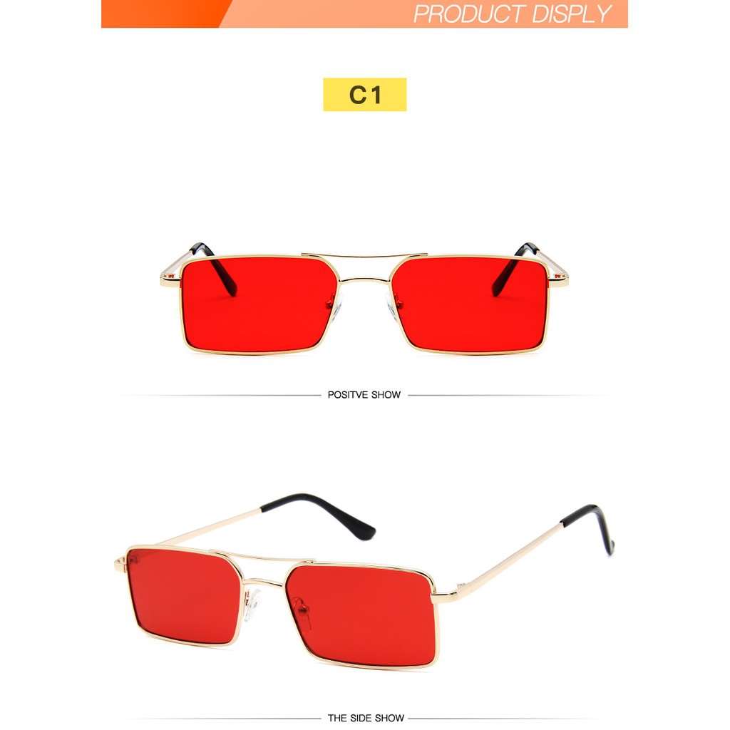 Kính mát UV400 gọng vuông bằng kim loại thời trang thịnh hành cho nam và nữ