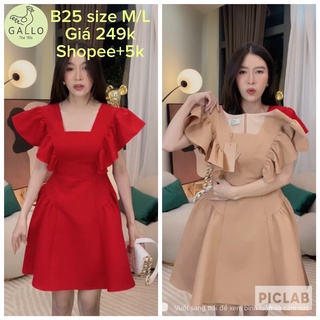 Mã b25 size m/l - đầm xòe tay cánh tiên hàng loan lâm qc taobao