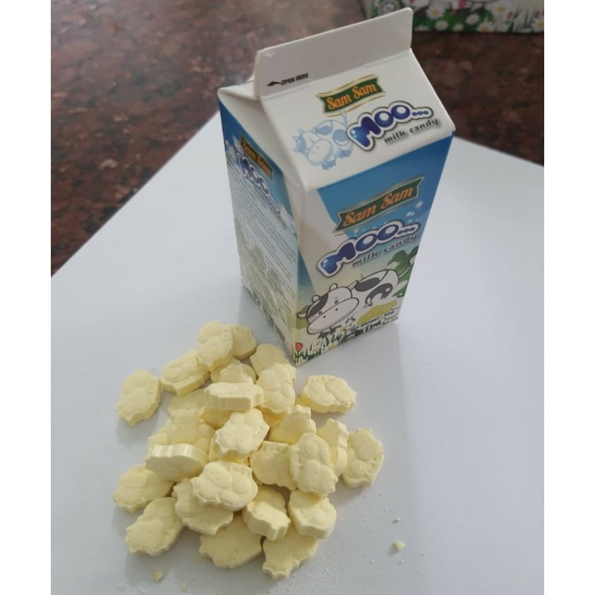 [2 vị] Kẹo sữa bò cô đặc Moo Sam Sam Malaysia 30g (vị sữa bò &amp; vị dâu) date 5/2022