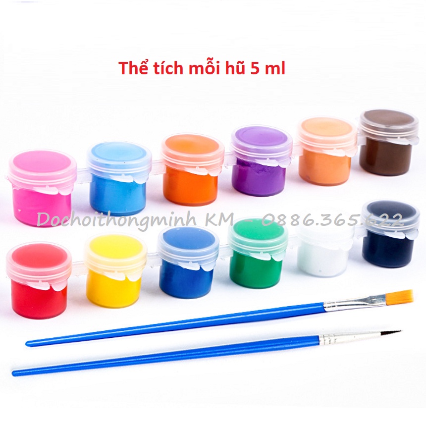 Vỉ màu sơn Acrylic vẽ tay rửa sạch được với nước - an toàn cho bé