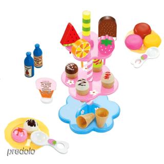 22pcs Colorful Ice Cream Desserts Stand with Drink Kids Role Play Toy Gift
