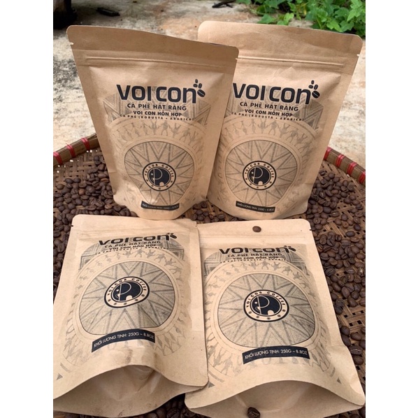 [ VOI CON COFEE ] gói 250g, cà phê hạt rang và xay nguyên chất 100%. | BigBuy360 - bigbuy360.vn